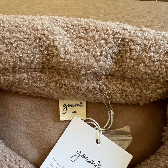 NWT Goumi Kids Harvest Sherpa Farm Jacket SZ L / XL Womens Tan Shacket Oversized - Picture 2 of 3